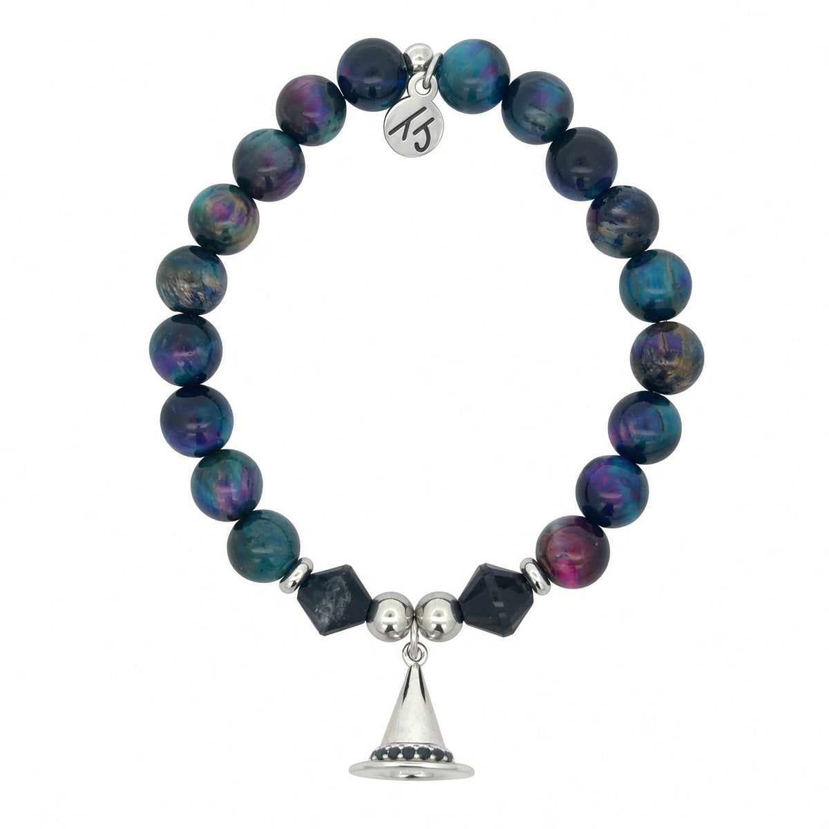 Limited Edition Exclusive Sterling Silver Spellbound Charm with Indigo Tigers Eye Gemstone Bracelet