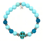 Limited Edition Exclusive Turquoise Howlite Skull with Blue Turquoise Gemstone Bracelet