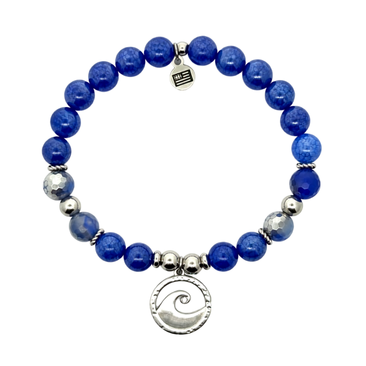 Limited Edition Exclusive Waves of Strength Charm with Navy Agate Gemstone Bracelet