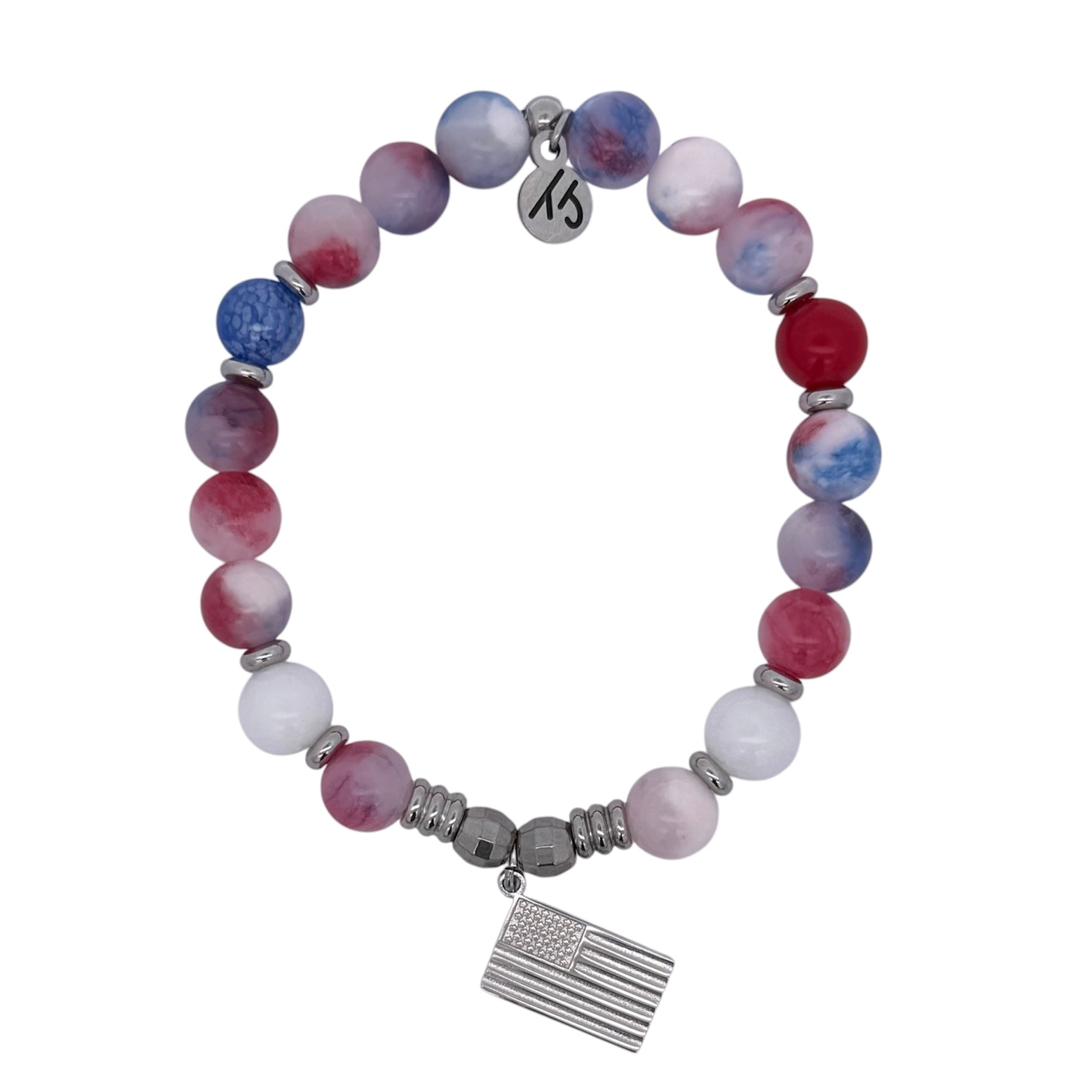 Limited Edition Flag Charm with American Jade Gemstone Exclusive Bracelet