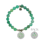 Limited Edition: Green Fire Agate Gemstone Bracelet with Journey Knot Sterling Silver Charm