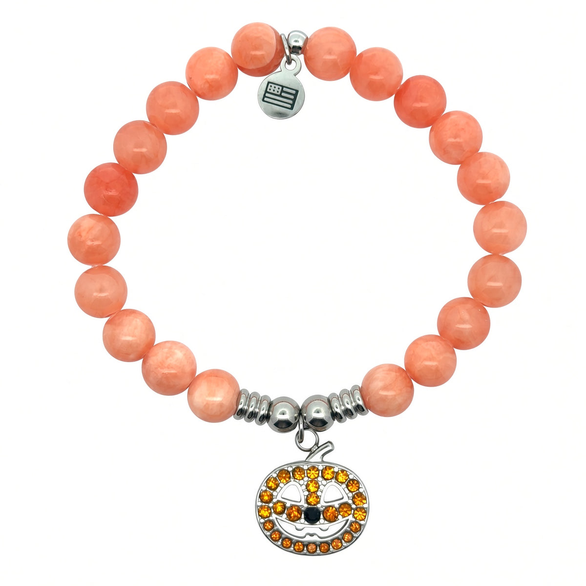 Limited Edition Jack O' Lantern Charm with Orange Jade Gemstone Bracelet