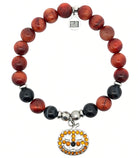 Limited Edition Jack-o'-Lantern Charm with Orange Tiger's Eye & Black Striped Agate Gemstone Bracelet