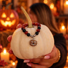 Limited Edition Jack O' Lantern Charm with Orange Tiger's Eye & Black Striped Agate Gemstone Bracelet