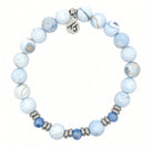Limited Edition Light Blue White Agate Gemstone with Blue Crystal Exclusive Bracelet
