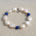Limited Edition Pearl Coin with Blue Agate Gemstone Exclusive Bracelet