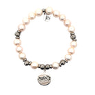 Limited Edition Pearl Gemstone Bracelet with Mom Sterling Silver Charm