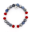 Limited Edition Red White & Sky Blue Silver Dipped Agate Gemstone Exclusive Bracelet
