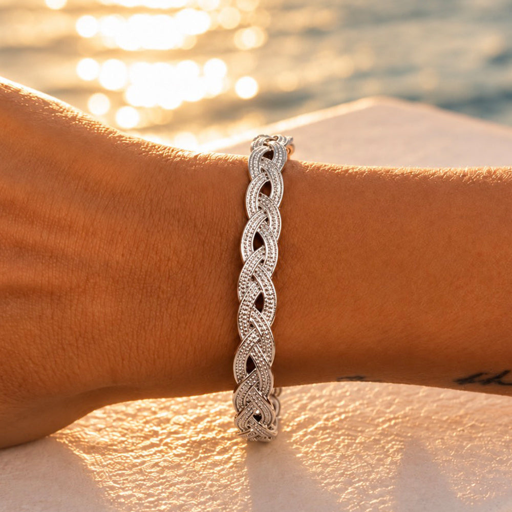 Limited Edition Silver Infinite Steel Braided Cuff Bracelet