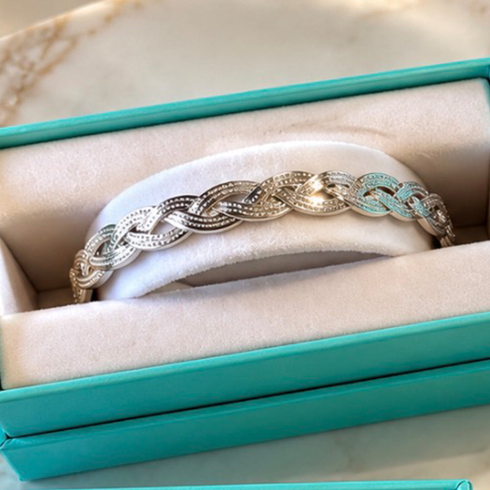Limited Edition Silver Infinite Steel Braided Cuff Bracelet