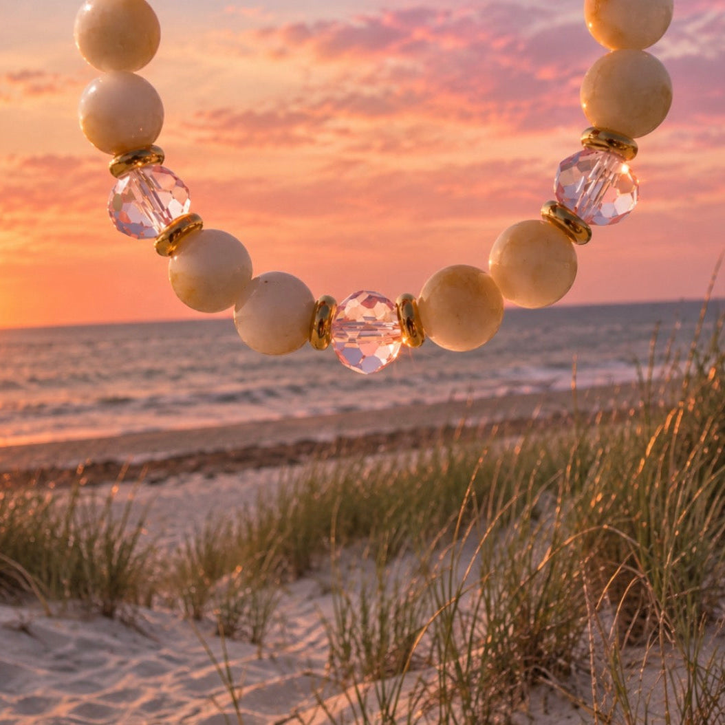 Limited Edition- Sunshine Bracelet with White Yellow Jade Gemstones