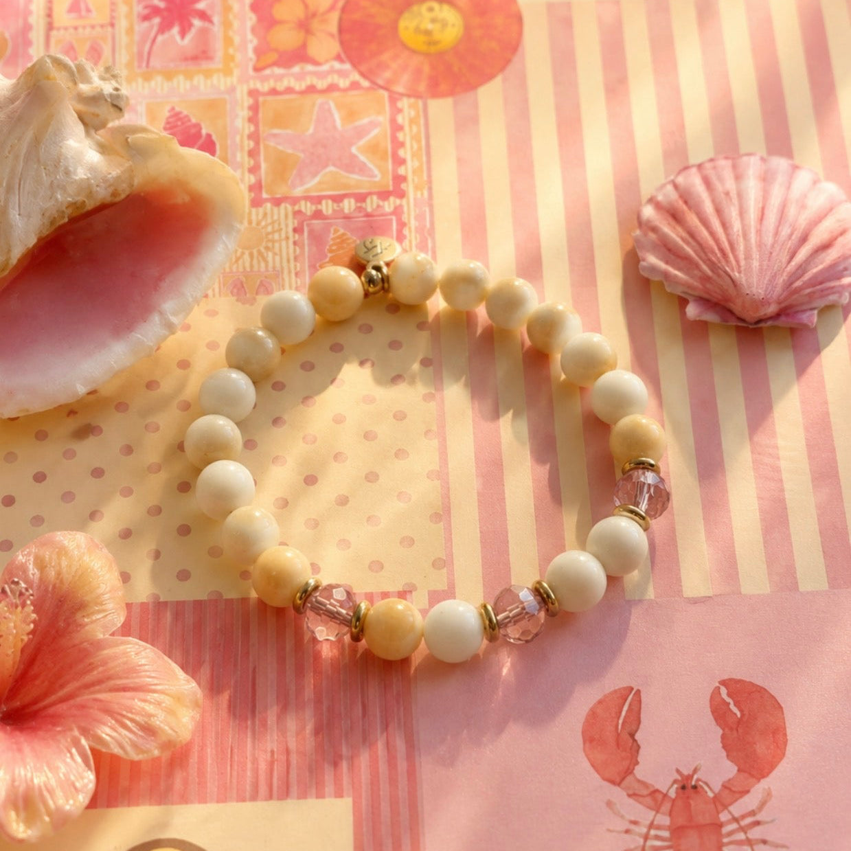 Limited Edition- Sunshine Bracelet with White Yellow Jade Gemstones