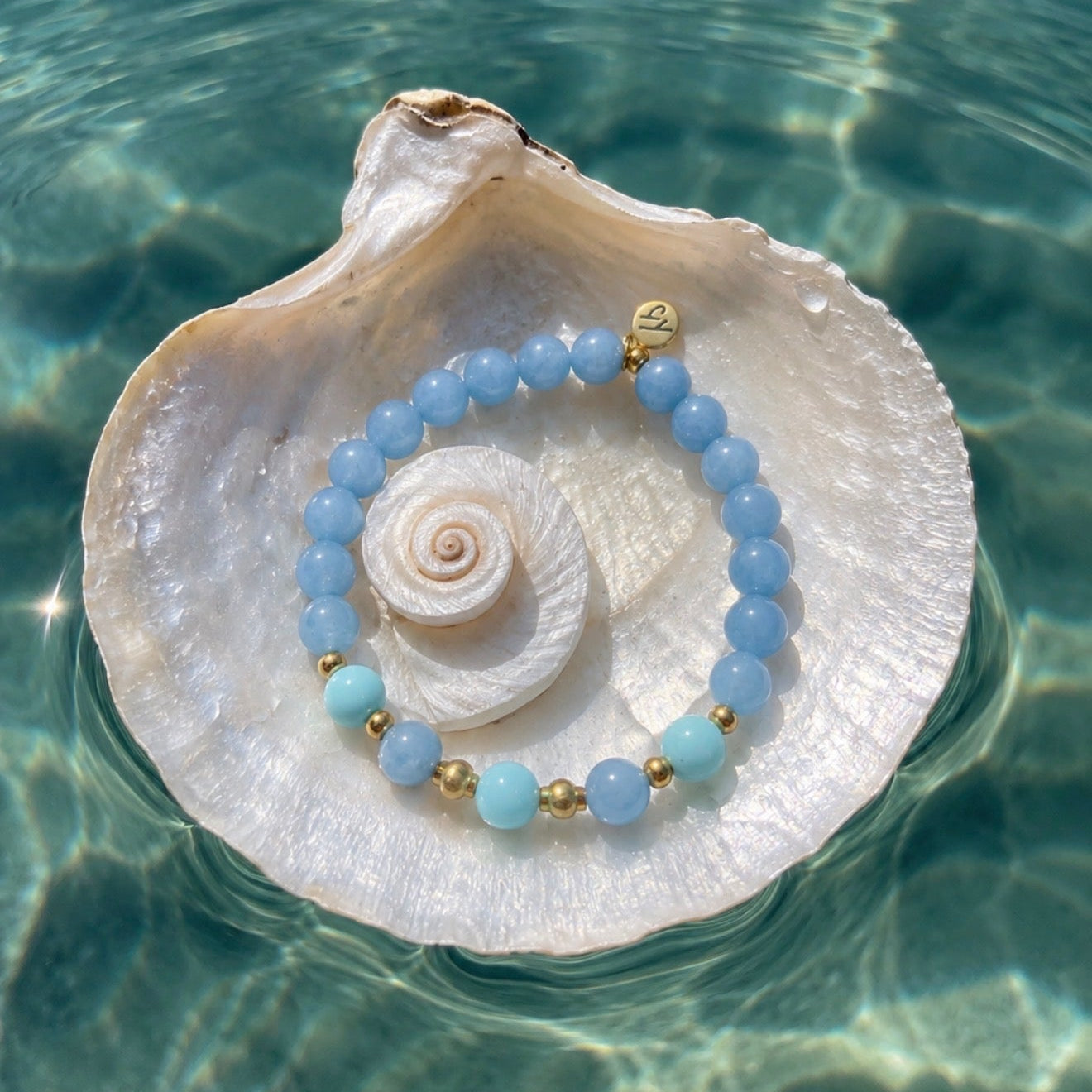 Limited Edition- Vibrance Bracelet with Cloud Blue Chalcedony Gemstones
