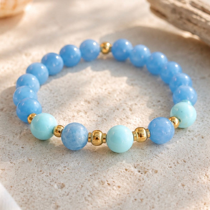 Limited Edition- Vibrance Bracelet with Cloud Blue Chalcedony Gemstones