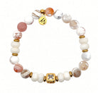 Limited Edition White Natural Agate Gemstone with Gold CZ Exclusive Bracelet August 27