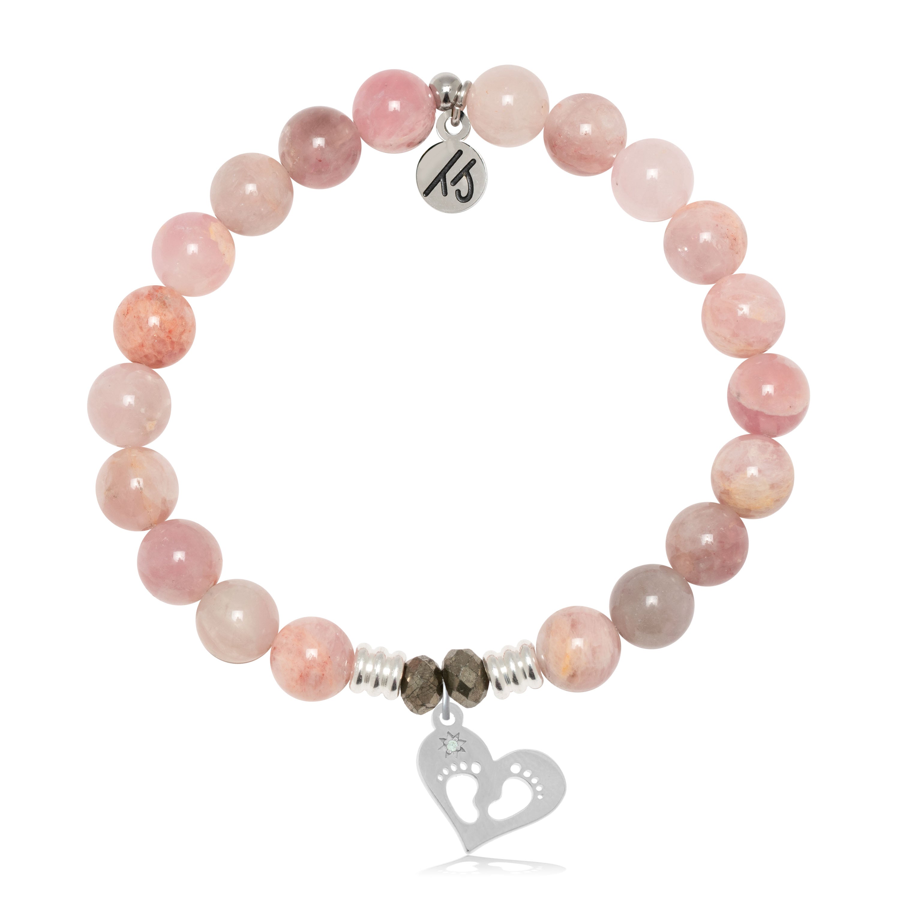 Madagascar Quartz Gemstone Bracelet with Baby Feet Sterling Silver Charm