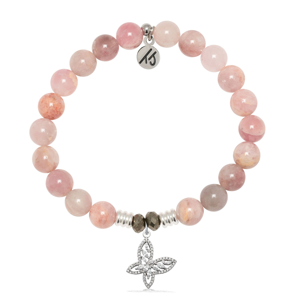 Madagascar Quartz Gemstone Bracelet with Butterfly CZ Sterling Silver Charm