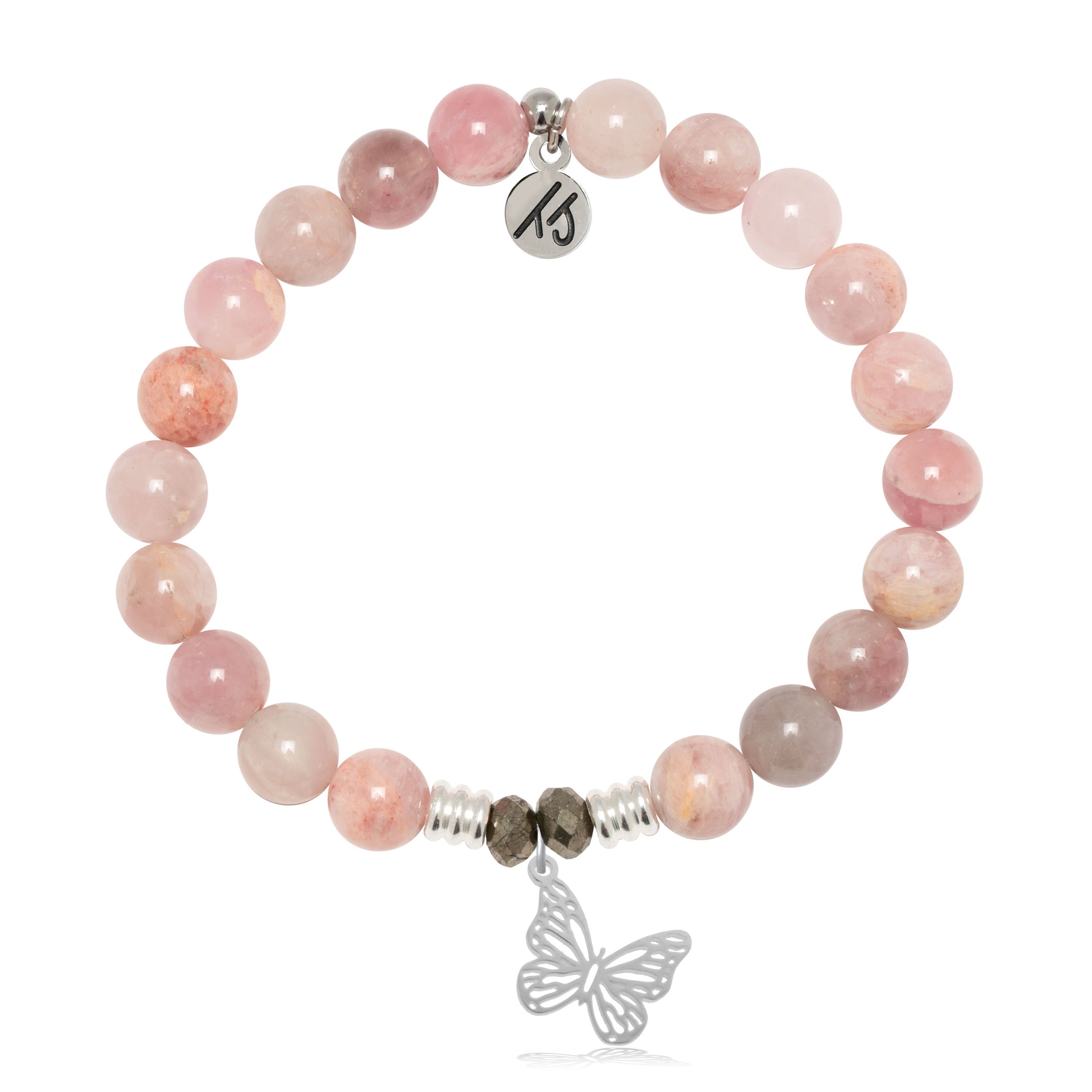 Madagascar Quartz Gemstone Bracelet with Butterfly Sterling Silver Charm