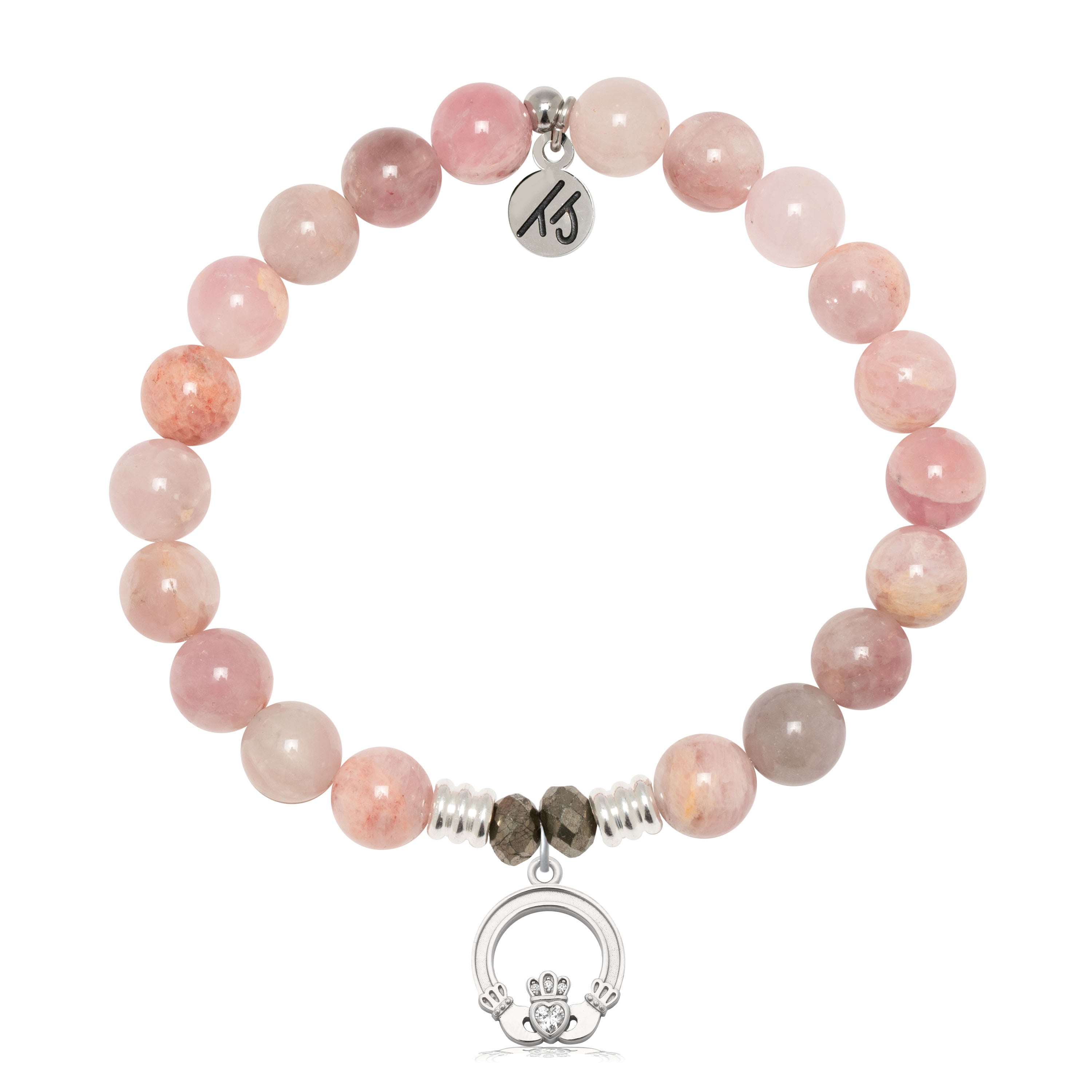 Madagascar Quartz Gemstone Bracelet with Claddagh Sterling Silver Charm