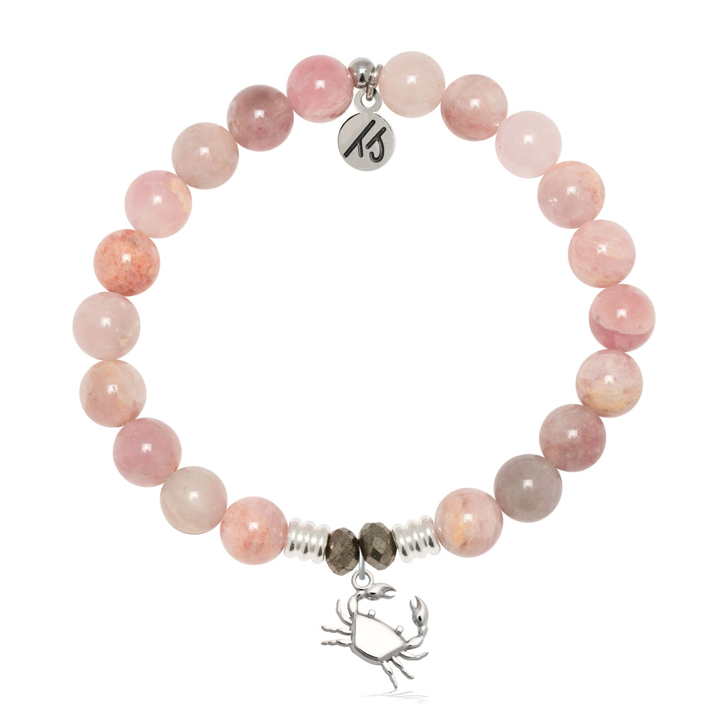 Madagascar Quartz Gemstone Bracelet with Crab Sterling Silver Charm