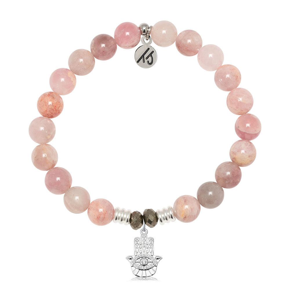 Madagascar Quartz Gemstone Bracelet with Hamsa CZ Sterling Silver Charm