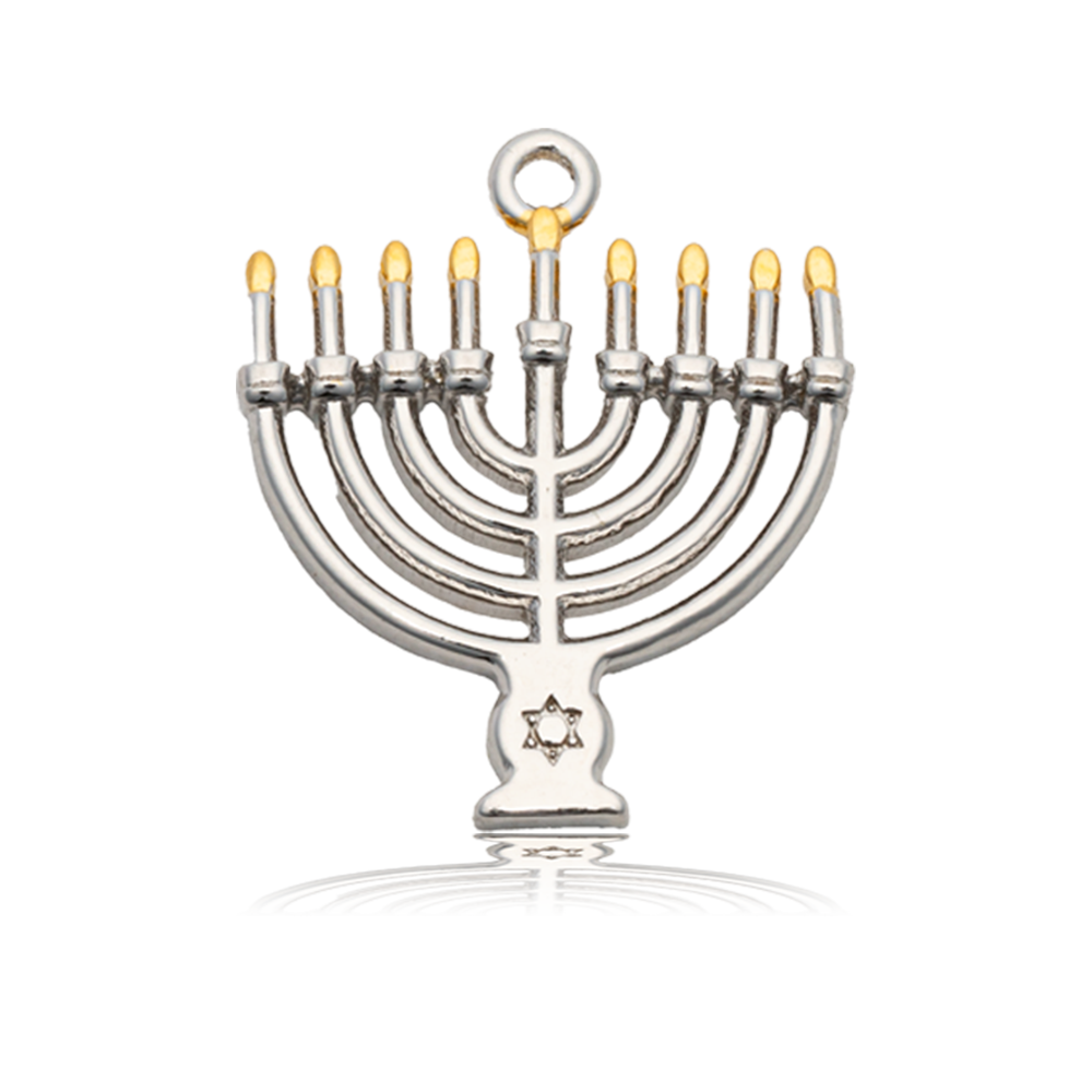 Madagascar Quartz Gemstone Bracelet with Menorah Sterling Silver Charm