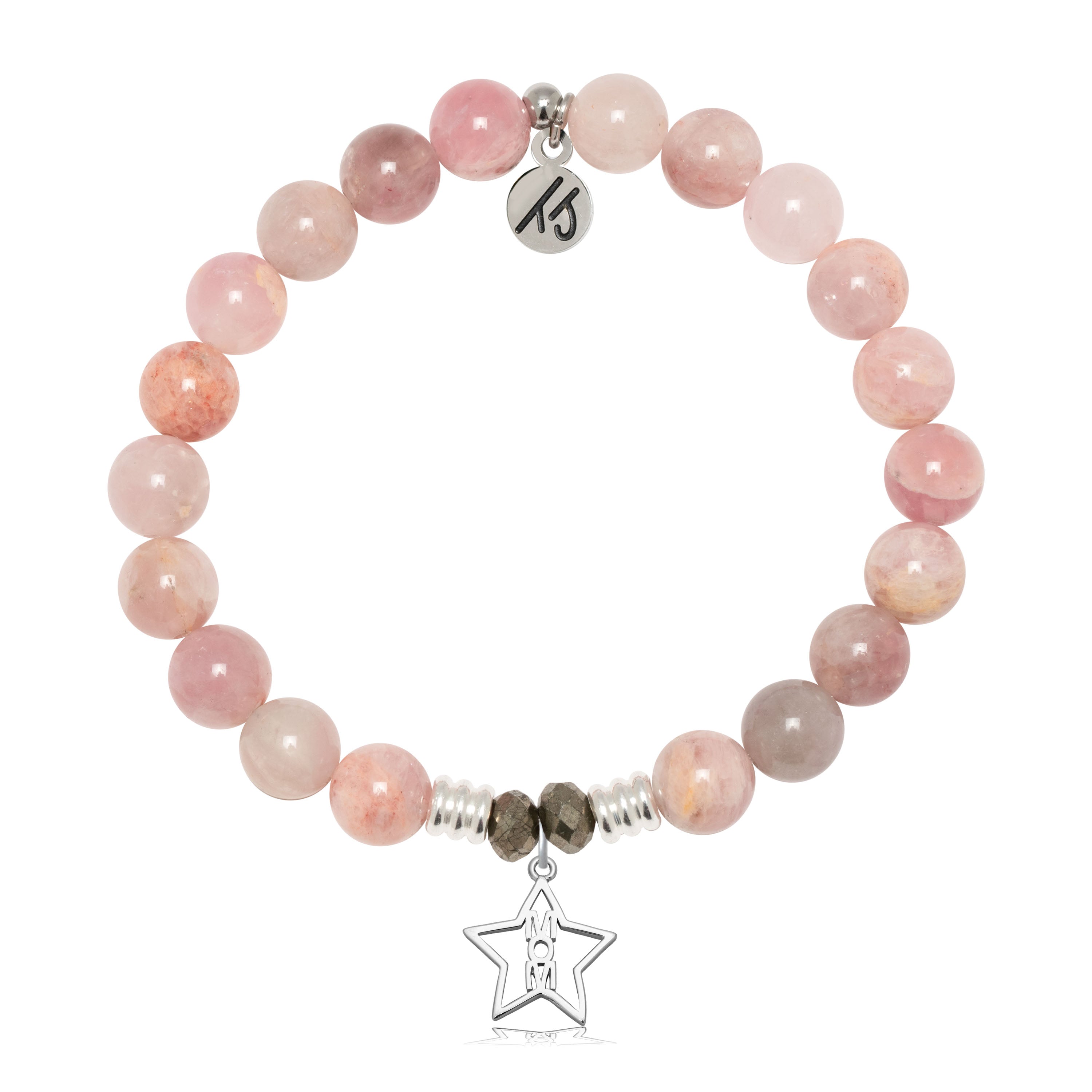 Madagascar Quartz Gemstone Bracelet with Mom Star Sterling Silver Charm