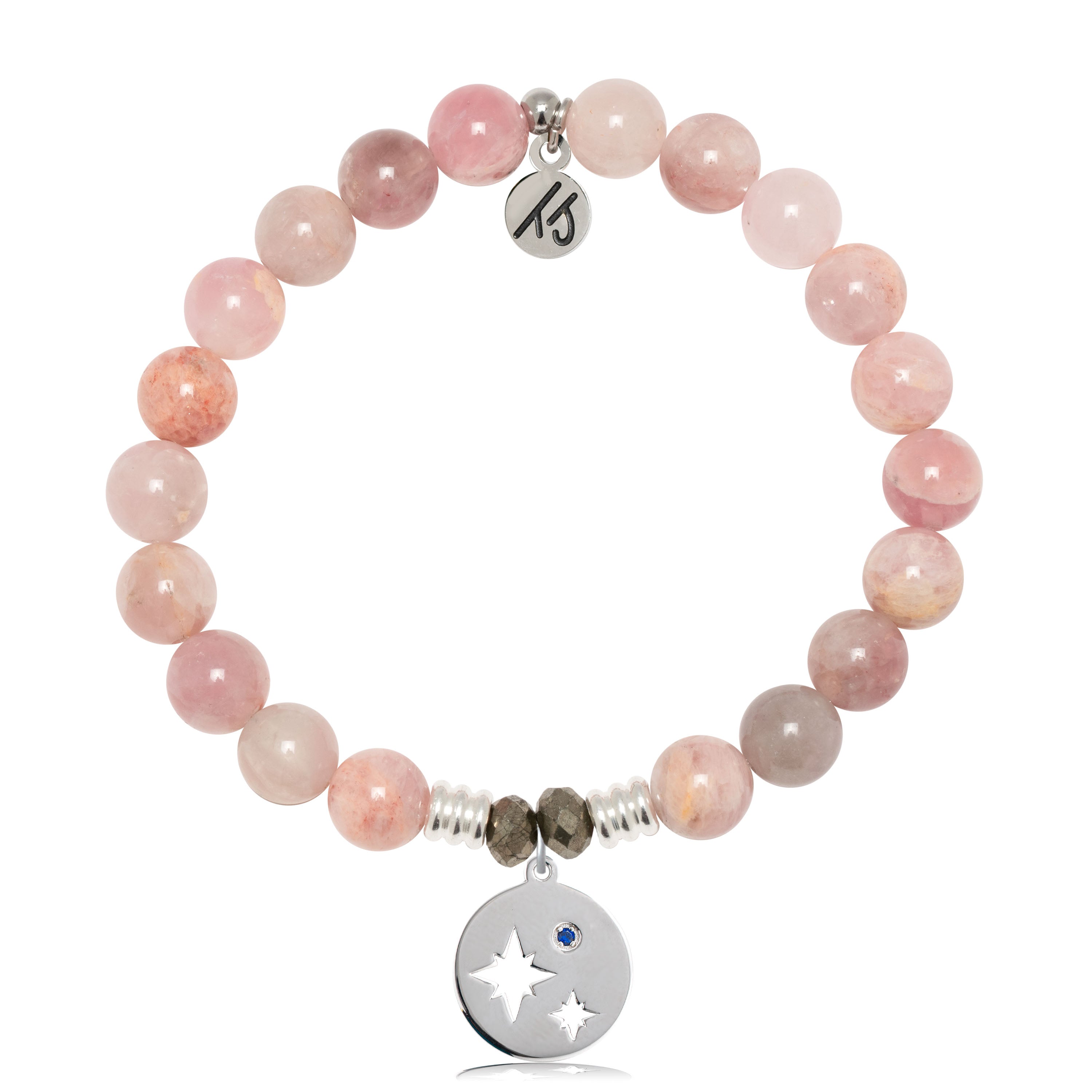 Madagascar Quartz Gemstone Bracelet with Mother Son Sterling Silver Charm