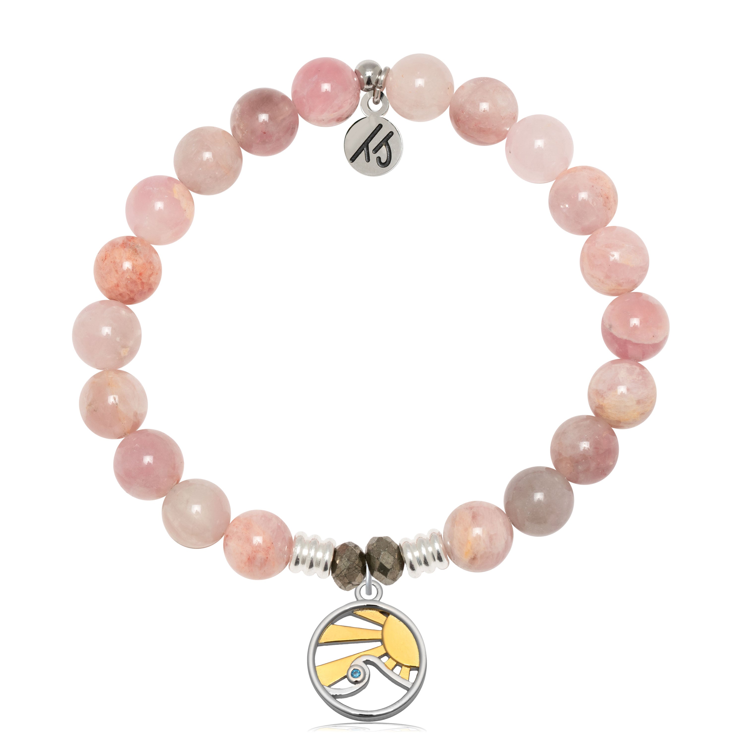 Madagascar Quartz Gemstone Bracelet with Rising Sun Sterling Silver Charm