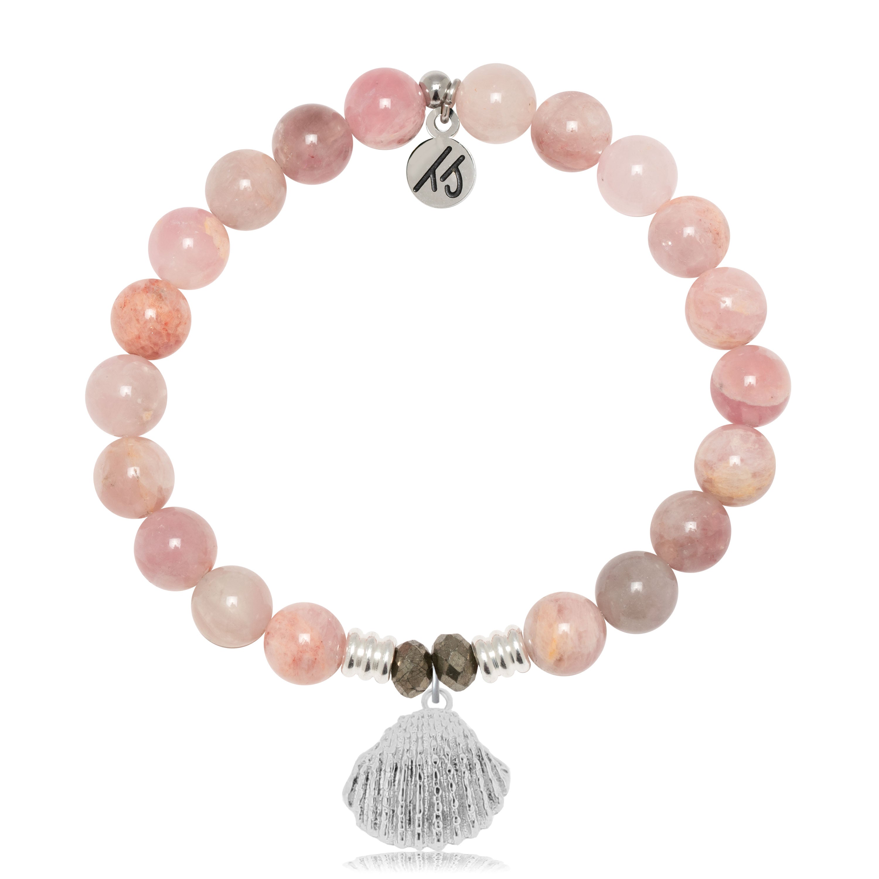 Madagascar Quartz Gemstone Bracelet with Seashell Sterling Silver Charm