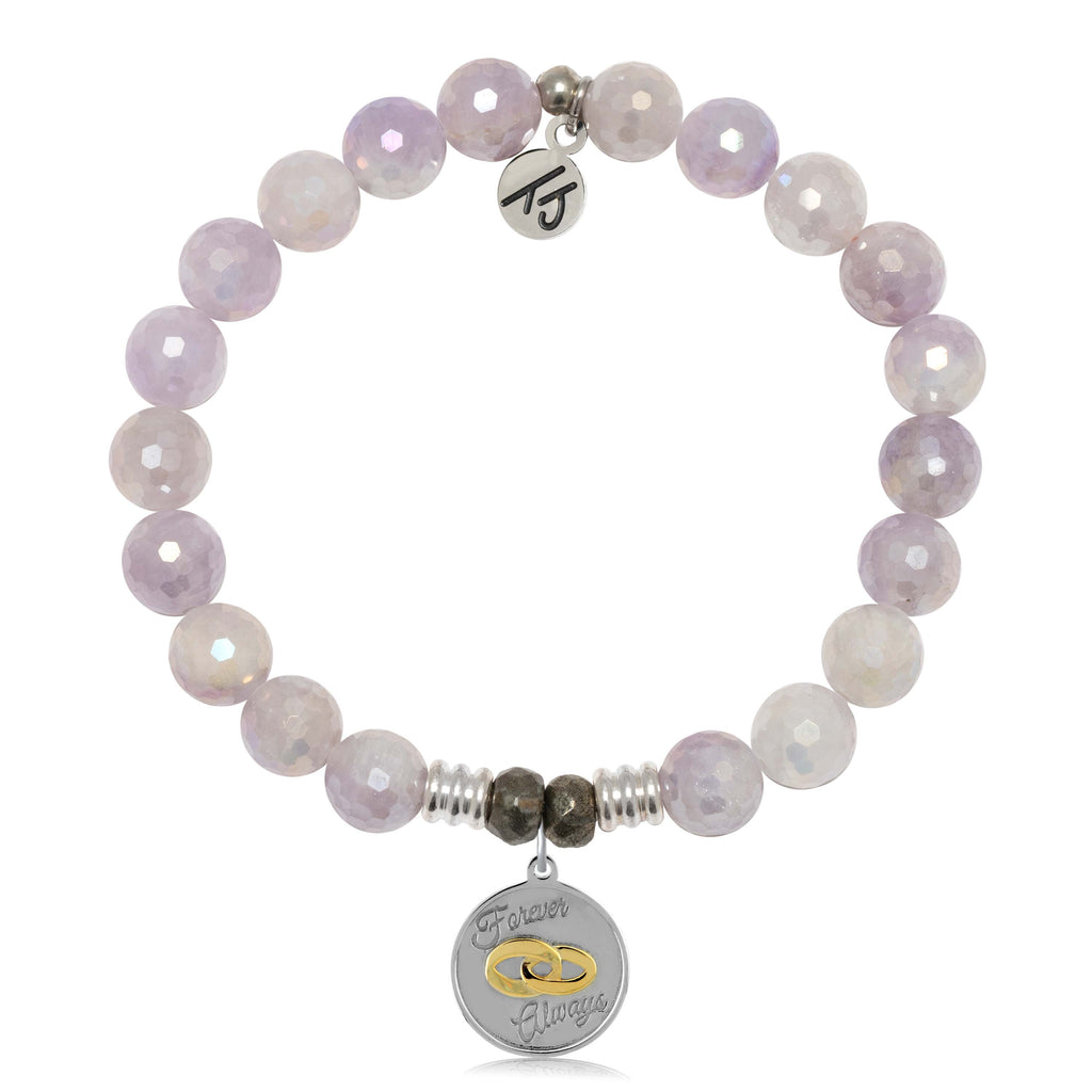 Mauve Jade Gemstone Bracelet with Always and Forever Sterling Silver Charm