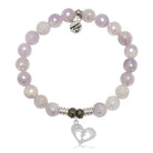 Mauve Jade Gemstone Bracelet with Baby Feet Sterling Silver Charm
