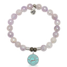 Mauve Jade Gemstone Bracelet with Cape Cod Enamel Sterling Silver Charm
