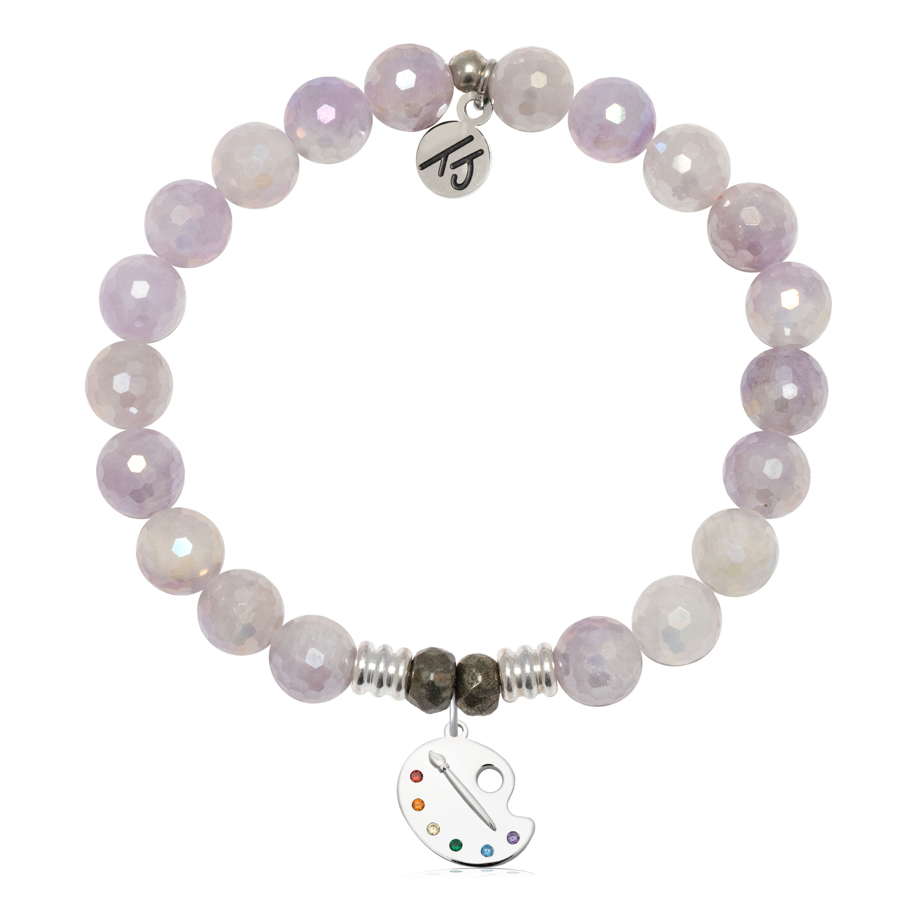 Mauve Jade Gemstone Bracelet with Create Sterling Silver Charm