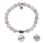 Mauve Jade Gemstone Bracelet with Friend Sterling Silver Charm