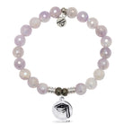 Mauve Jade Gemstone Bracelet with Grad Cap Sterling Silver Charm