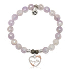Mauve Jade Gemstone Bracelet with Heart Daughter Sterling Silver Charm