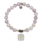 Mauve Jade Gemstone Bracelet with Lightning Bolt Sterling Silver Charm