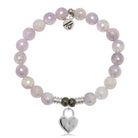 Mauve Jade Gemstone Bracelet with Love Lock Sterling Silver Charm