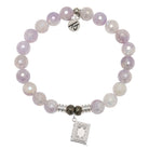 Mauve Jade Gemstone Bracelet with Memories Sterling Silver Charm