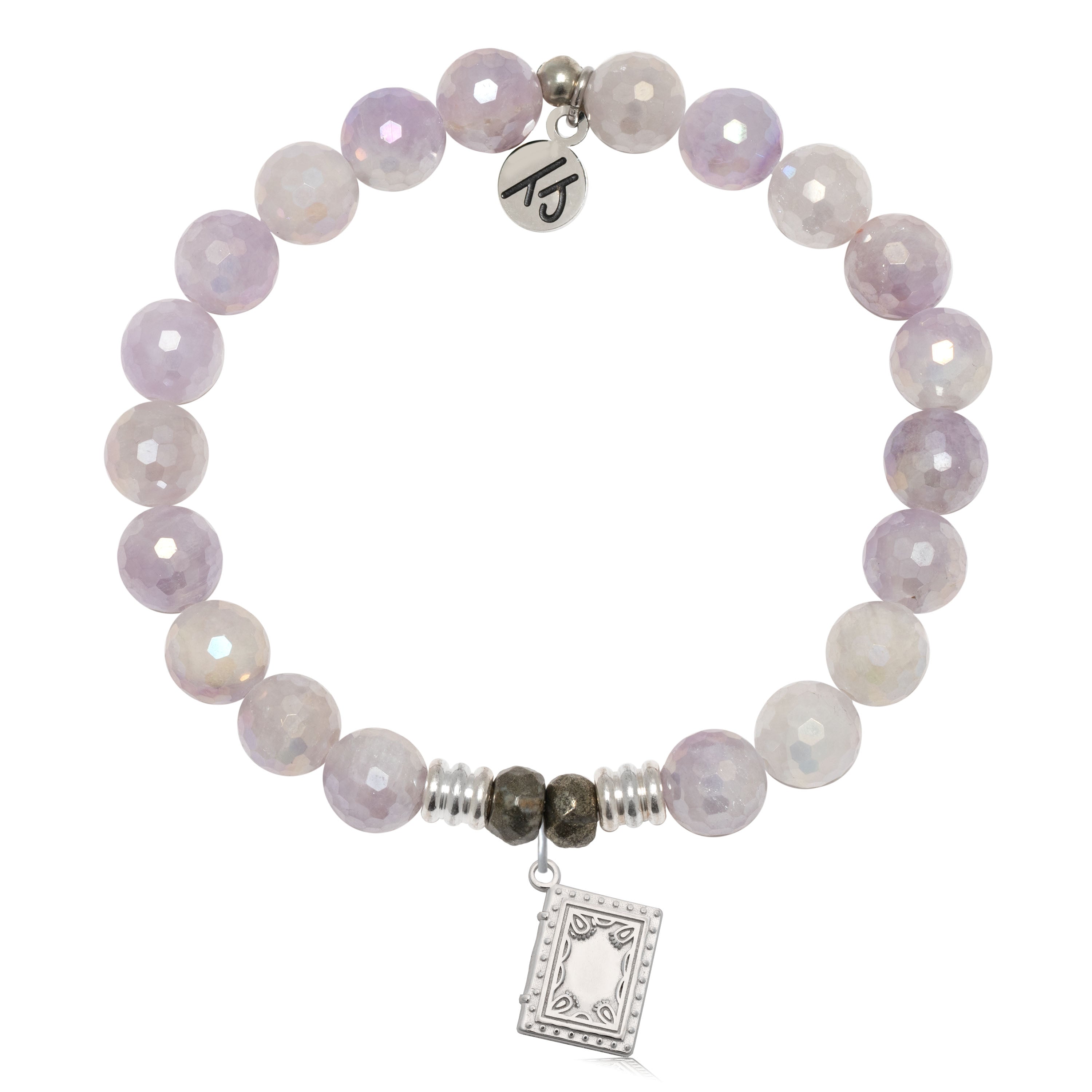 Mauve Jade Gemstone Bracelet with Memories Sterling Silver Charm