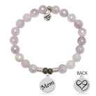 Mauve Jade Gemstone Bracelet with Mom Sterling Silver Charm