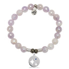 Mauve Jade Gemstone Bracelet with Mother Son Sterling Silver Charm