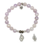 Mauve Jade Gemstone Bracelet with Oyster Sterling Silver Charm