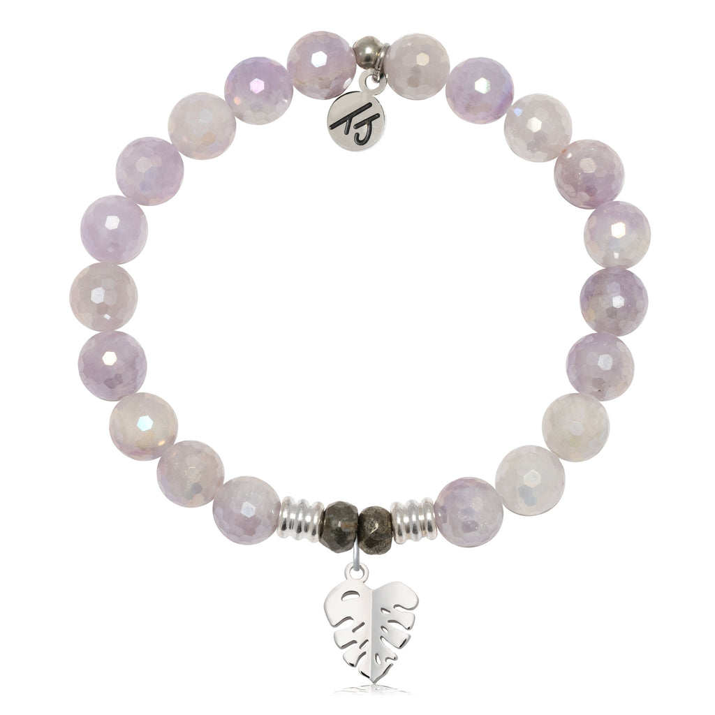 Mauve Jade Gemstone Bracelet with Paradise Sterling Silver Charm