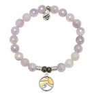 Mauve Jade Gemstone Bracelet with Rising Sun Sterling Silver Charm