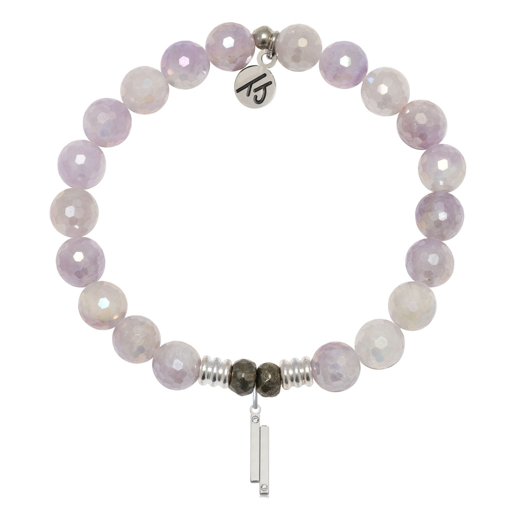 Mauve Jade Gemstone Bracelet with Stand by Me Sterling Silver Charm