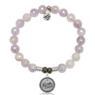 Mauve Jade Gemstone Bracelet with Teacher Sterling Silver Charm