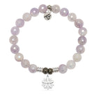 Mauve Jade Gemstone Bracelet with Thank You Flower Sterling Silver Charm