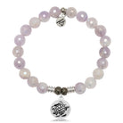 Mauve Jade Gemstone Bracelet with Turtle Sterling Silver Charm